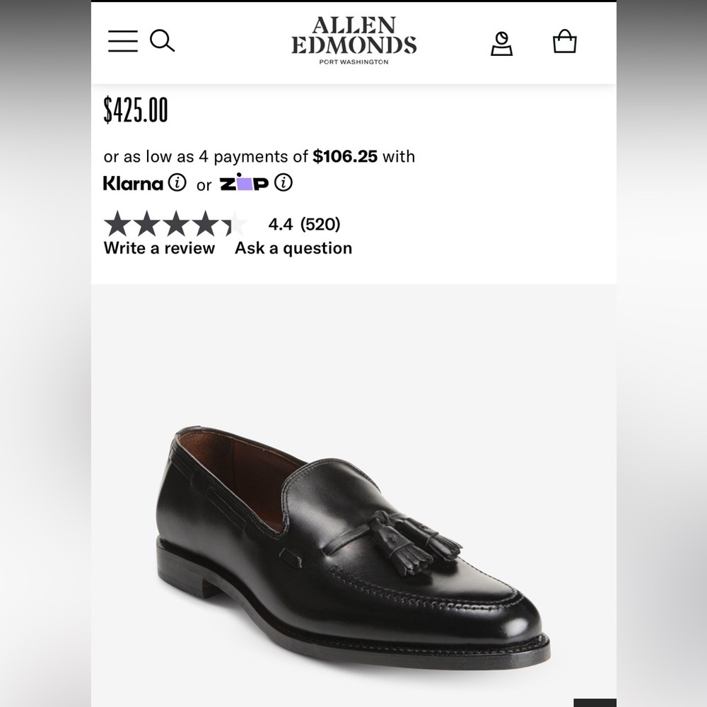 Allen Edmonds Elegant Black Tassel Loafers 9.5 Men’s Shoes